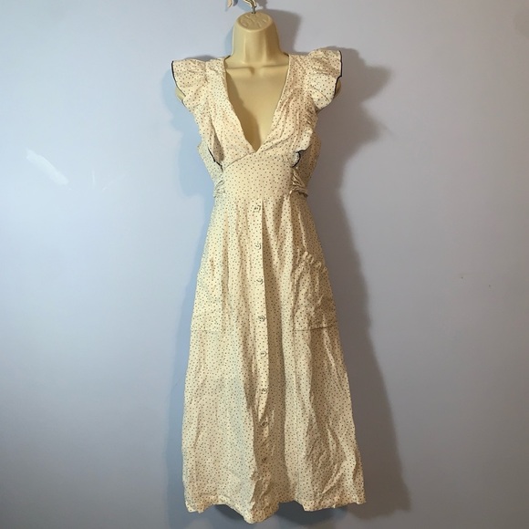 Lost + wander white w/ gray stars flutter sleeve button down drop in pockets XS - Picture 1 of 6